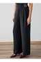 Wide Leg Modal Pants with Metal Buckle Detail - Black - - 4