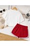 Girl's Capy Bara Printed White T-Shirt-Red Tie Shorts Set - 2