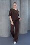 Women's High Quality Shoulder and Stone Detailed Top and Bottom Set - 5