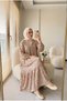 Women's Romantic Patterned Layered Hijab Dress Casual Long Dress
