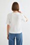 Women's Round Neck Basic Printed Blue T-Shirt - 5