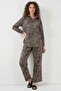 Women's Leopard Patterned Viscose Brown Set - 3