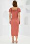 Women's Square Collar Regular Slit Dusty Rose Dress - 3