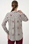 Women's Oversize Checkered Patterned Viscose Black Shirt - 5