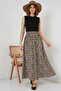 Women's Leopard Patterned Brown Skirt - 4
