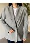 Gray Striped Blazer Jacket - 2