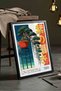 Bonsai Pine Tree Painting Retro – Vintage Illustration Art Poster – Black Framed