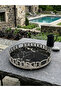 Decorative Round Chrome Metal Glass Presentation Tray with Marble Pattern-Silver - 6