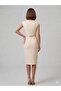 Modai̇lgi̇ Women's Black Crew Neck Accessory Belted Slit Button Detailed Midi Length Pencil Dress 60 - 4
