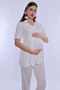 Cotton Maternity Pajama Set with Hidden Breastfeeding Detail Effortt - Ecru - 8