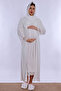 Hijab-Friendly Cotton Maternity Nightgown Set with Nursing Features and Robe Effortt - Ecru - 2
