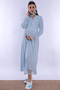 Long Sleeve Maternity Nightgown with Hidden Breastfeeding Feature Effortt - Blue - 7