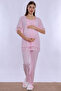 Adjustable Waist Elastic Maternity Set with Breastfeeding Feature Effortt - Pink - 5