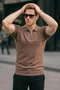 Men's Striped Casual S.Brown Polo Collar T-Shirt - 3