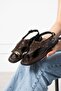 Romina Brown Crinkled Patent Leather Flip-Flop Mini Trocley Sandals with Drop Accessories - 2