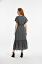Short Sleeve Floral Double Breasted Collar Midi Dress - 5