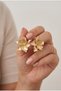 Elegant Brass Women's Earrings with Yellow Flower Motif - 4