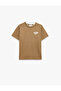 Printed Detailed Cotton Short Sleeve Crew Neck T-Shirt - 5