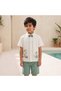Collared Short Sleeves Shirt and Shorts Set with Embroidery