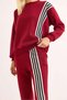 Women's striped embroidered three-thread tracksuit set in burgundy - 5