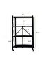4 Black Tier Foldable Storage Shelves for Kitchen Rack No Assembly Shelving on Wheels Rolling Cart Garage Bathroom Book Organizer - 4