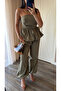 Khaki Balloon Blouse Shalwar Trousers Set - 7334 - 5