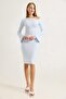 Lycra Soft Flounce Sleeve Stylish Dress Blue - 2