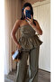 Khaki Balloon Blouse Shalwar Trousers Set - 7334 - 3