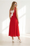Women's Red and White Polka Dot Modal Dress with Bow Detail on the Back Elb-19002655