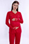 Adjustable Waist Elastic Cotton Maternity Pajama Set Effortt - Cherry - 6