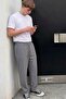 Men's Comfort Fit Wide Leg Anthracite Baggy Trousers - 3