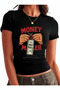 Money Maker Printed Cotton Lycra Body Tee Crop T-Shirt