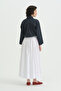 Elastic Waist Gathered Cotton Skirt - White - 4