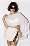 Women's White Boat Neck Bat Sleeve Transparent Chiffon Blouse Db261015 60286363 - 4