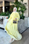 Yellow Collared Ruffled Waist Tie Dress - 2