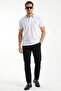White Polo Collar Men's T-Shirt Regular Fit 100% Cotton with Striped Collar Detail - 4
