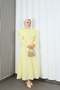 Belted Ruffle Detailed Hijab Terry Cotton Dress Yellow Hnt0314 - 2
