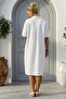 White Shirt Collar Short Sleeve Buttoned Pocket Casual 100% Linen Woven Dress 98 60 - 5