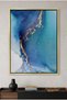 Aqua Aura Abstract Wall Art | Framed Canvas Print with Gold Foil Embossed | Luxury Modern Decor for Living Room, Bedroom, Office & Gift