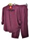 Plus Size Strawberry Jacquard Shirt and Pants Suit - 2