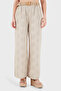 Straw Belted Brode Detailed Wide Leg Trousers Pants 2505 - 2
