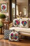 Flowers in a Checkered Pot Patterned 4-Piece Throw Pillow Cover Set - 2