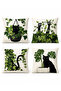 Set of 4 Cat Patterned Cushion Covers with Flowerpot Design - 3