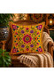 Colorful Bohemian Ethnic Floral Patterned 4-Piece Throw Pillow Cover 43X43 cm Double-Sided Digital Printing - 2