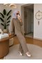 Women's Stone Detailed Waist-Tie Loose Linen Shirt and Trousers Two-Piece Set - 5