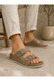 Men's Double Buckle Mink Slippers Faux Leather Anatomical Sole Daily Summer Slippers - 4
