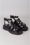 Choose c161 genuine leather thong sandals for women (sole: 3.5 cm) black - 3