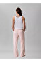 Women's Relaxed Fit Ck Logo Embroidered Wide Leg Pink Sweatpants - 4
