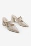 Claylr Banded Gold Buckle Detailed Pointed Toe Women's Heeled Slippers - 2
