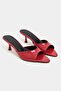 Promise Red Rustic Patterned Pointed Toe Women's Thin Heeled Slippers - 4